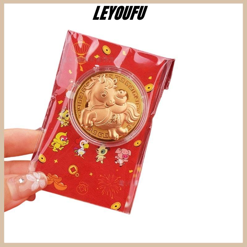 LEYOUFU 1 3Pcs Năm của Ngựa Kỷ Niệm Huy Chương 2026 Hoàng Đạo Ngựa Giả Vàng Lá Thẻ Lưu Niệm Đồng Xu Kim Loại Thủ Công Mỹ Nghệ Tổ Chức Sự Kiện Quà Tặng Lưu Niệm - 3