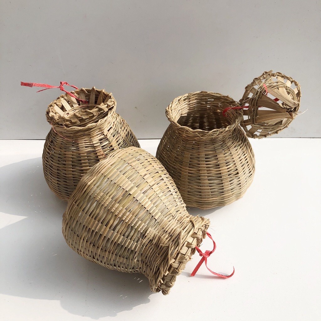 Giỏ tre đựng cua, tôm, cá – giỏ đựng, decor trang trí