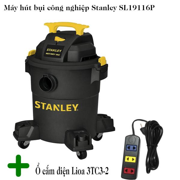 Máy hút bụi công nghiệp 23L hút khô và ướt Stanley SL19116P công suất 3000W và ổ cắm điện dây 3m Lioa 3TC3-2