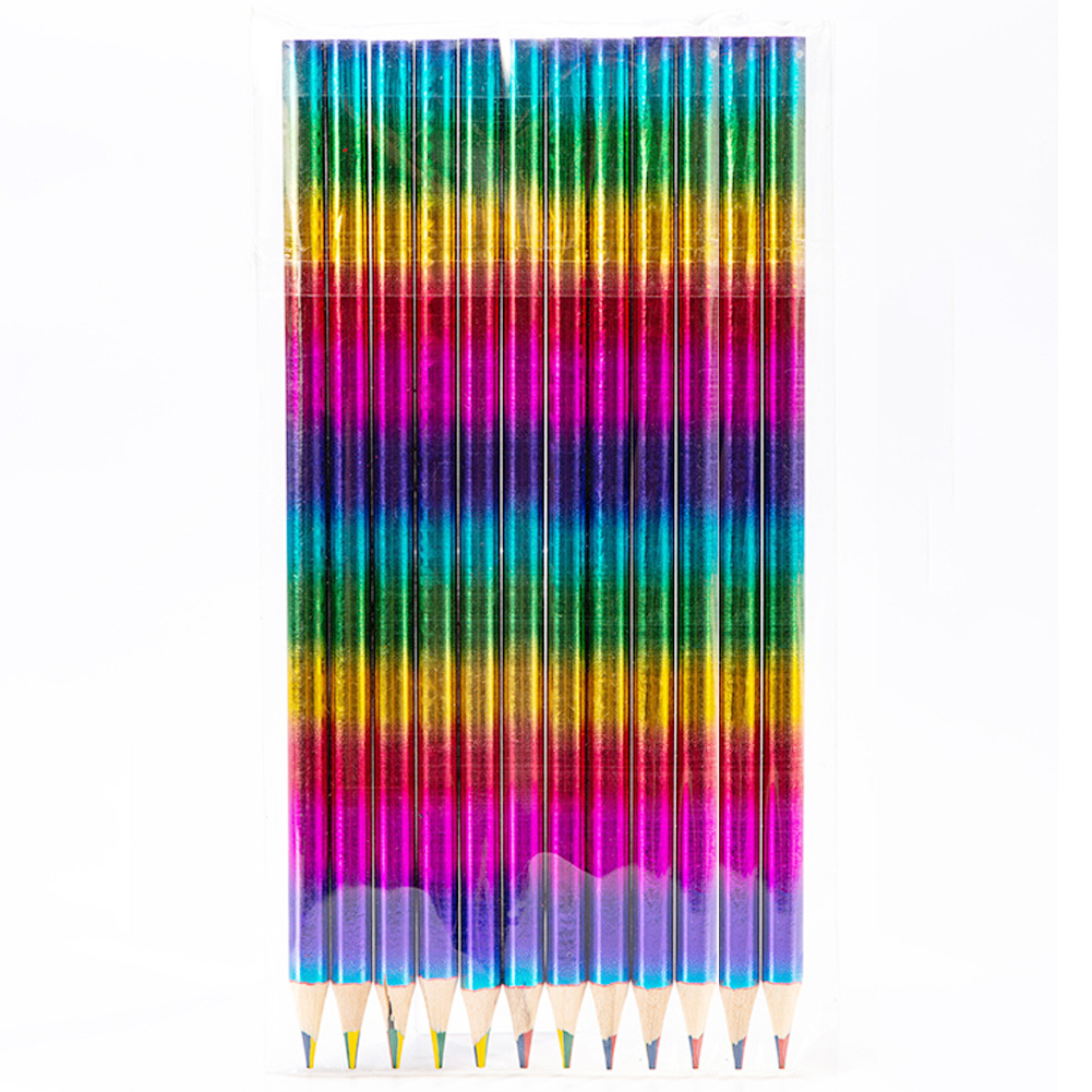 12pcs Rainbow Colored Pencil Creative 4 in 1 Pencil lead