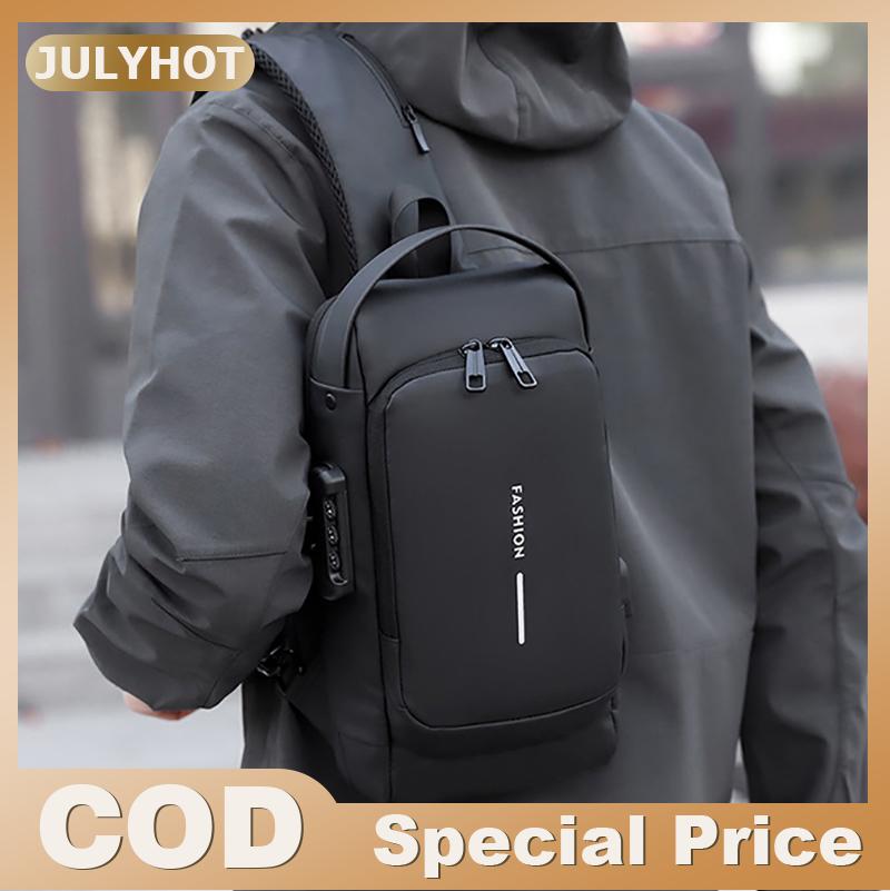 JULYHOT Người Đàn Ông Thời Trang Du Lịch Thể Thao Sling Túi Nam Đa Chức Năng Chống Trộm USB Sạc Mật Khẩu Khóa Cho Cưỡi Xe Máy Ngực Gói