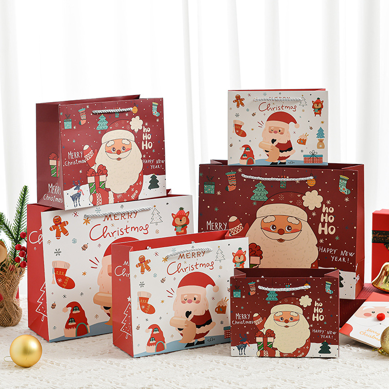 PuTian Cartoon Santa Claus Handbag Paper Bag Thickened Elk Gift Bag Children's Gift Bag Gift Box
