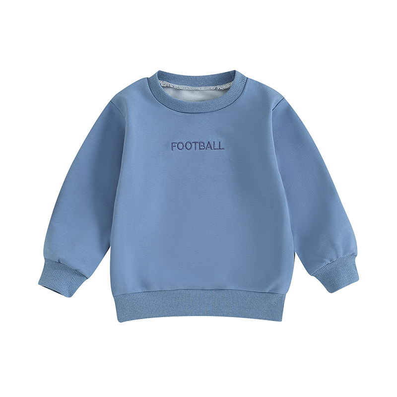 FairydDreams 2023 New Toddler cậu bé mùa thu áo bóng đá thư dài tay thêu cổ tròn áo thun áo rộng