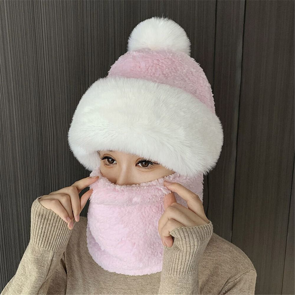 SALARY Mùa đông Tai Bảo Vệ Đi xe đạp Cổ Ấm Hơn Nhung sang trọng Mũ Beanies Hat Hat Khăn Đặt - 2