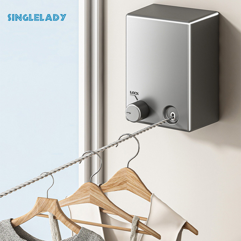 Invisible clothes hanging rope gun on balcony, grey clothes hanging artifact rope, indoor non punching, bathroom telescopic steel wire rope ราคา 357 บาท*ส่งฟรี
