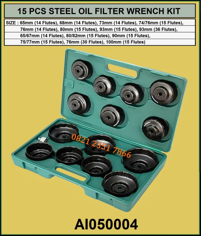 JONNESWAY 15 PCS STEEL OIL FILTER WRENCH KIT ( AI050004 )-desshop99 Harga 1,770,000 rupiah*Gratis Ongkir