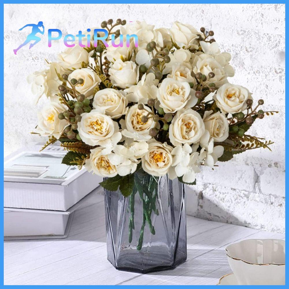 PETIRUN Chất lượng cao Hoa giả Tơ tằm Tự làm Hoa hồng lụa Thời trang Làm thủ công Bó hoa cưới Đám cưới