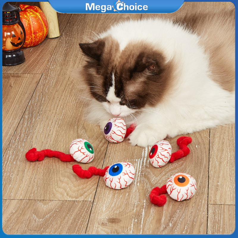 MegaChoice Halloween Eyeball Catnip Toys, Cat Chew Plush Squeaky Toys, Pet Boredom Relief Teeth Cleaning Toys, Funny Interactive Catnip Toys For Cat ราคา 46 บาท*ส่งฟรี
