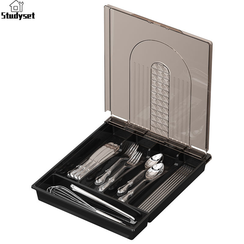 Studyset in stock Flatware Organizer With Lid, 5 Compartments Flatware Organizer 2L Capacity, For Flatware Cutlery Knives, Forks, Spoons ราคา 313 บาท*ส่งฟรี