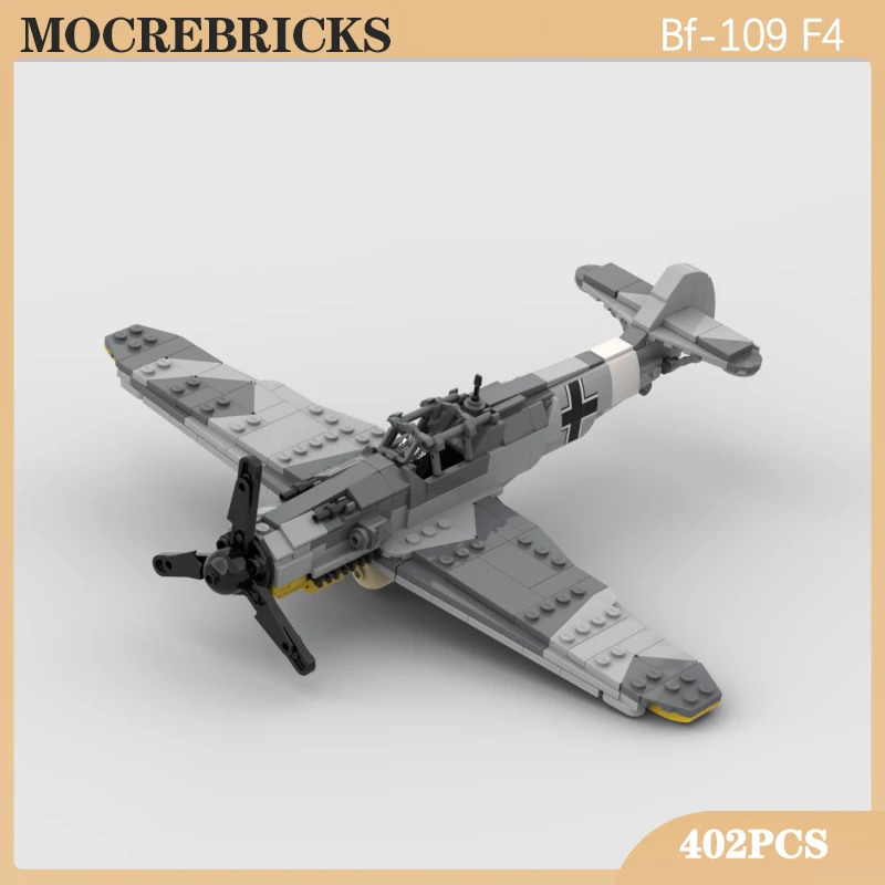 Quân sự xây dựng khối Series WW II Bf-109 F4 Bomber Kid DIY lắp ráp gạch đồ chơi chiến đấu mô hình t