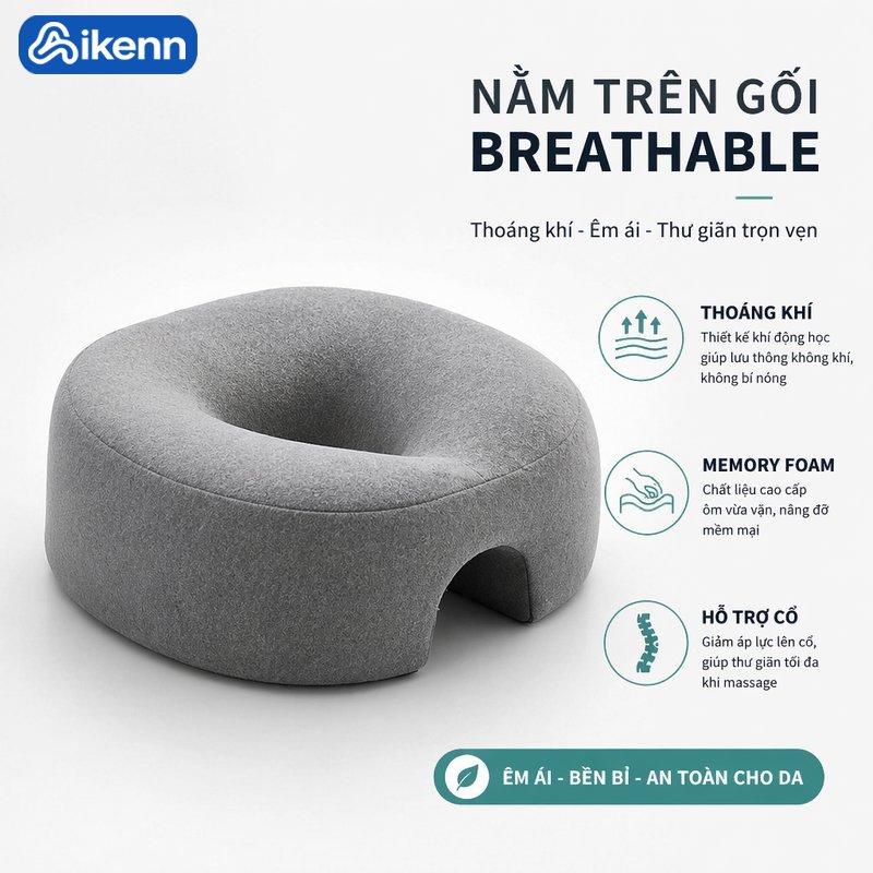 Aikenn Gối úp mặt cao su non Massage đàn hồi cao Thoáng khí Thấm mồ hôi Có lỗ thở Dùng cho spa salon làm đẹp