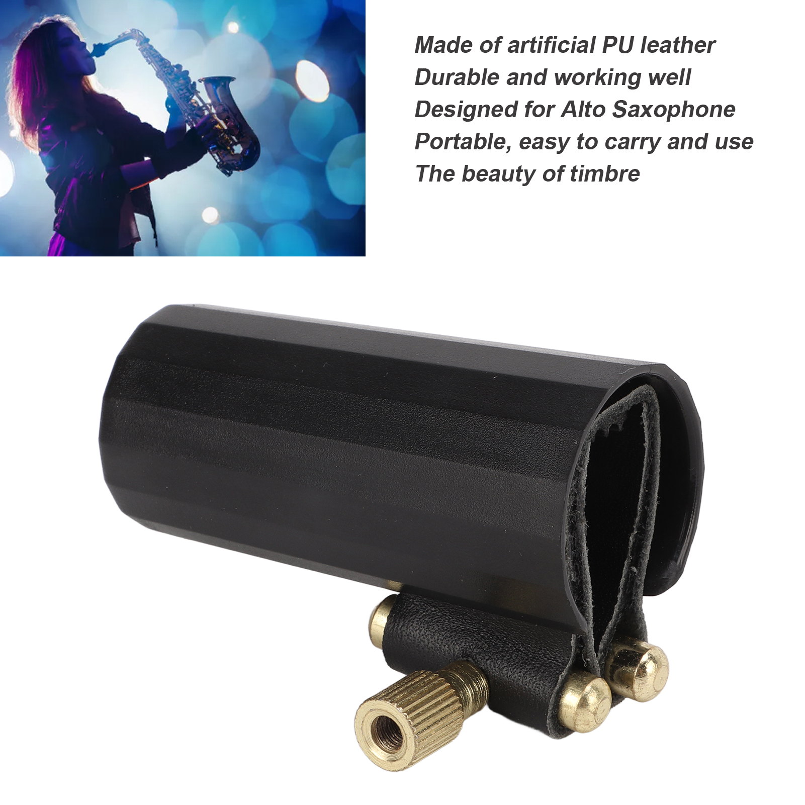 Alto Saxophone Phụ Kiện Thoải Mái Chơi Nhỏ Gọn Hơn Hiệu ứng Âm Nhạc Alto Saxophone Ligature Ống Miệng Cho Phụ kiện nhạc cụ