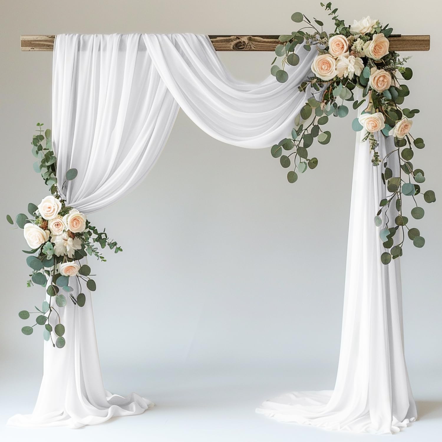 รูปสินค้า 75cm X 6M White Wedding Tulle Arch Draping Fabric Backdrop 28.7" X 20FT Sheer Drapes Fabric for Wedding Ceremony Birthda