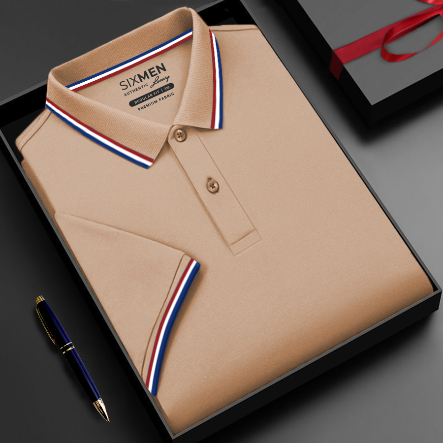 Áo thun Polo nam cao cấp có cổ bẻ SIXMEN 3RIM - Polo Ca cao vải cá sấu cotton thoáng mát, thanh lịch - Tặng Kèm Hộp Quà