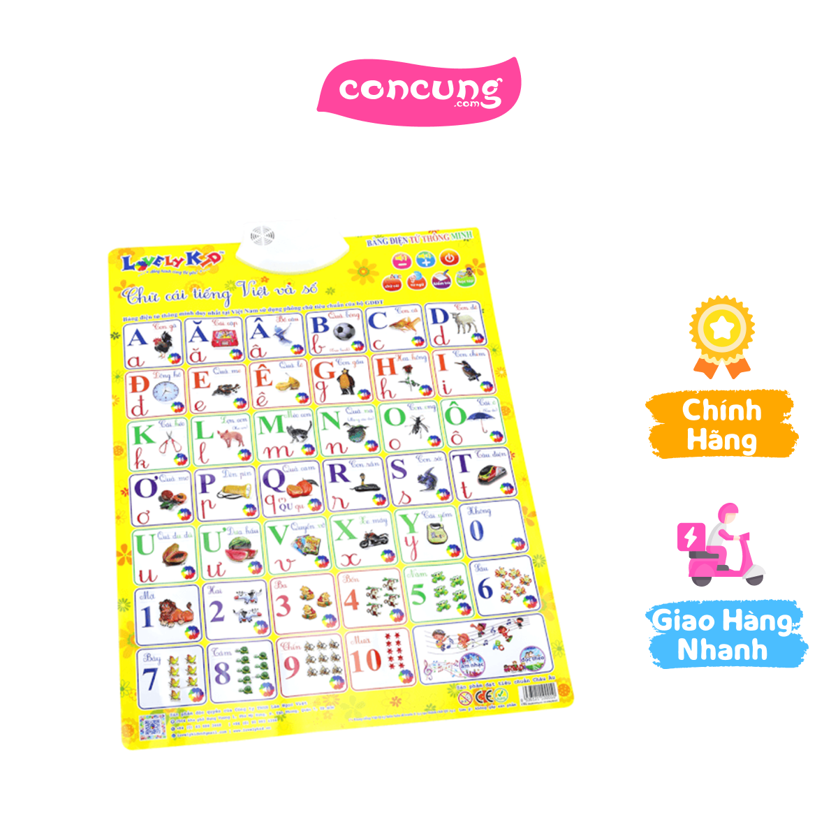 Bảng điện tử thông minh - Chữ cái Tiếng việt và số (LNV)