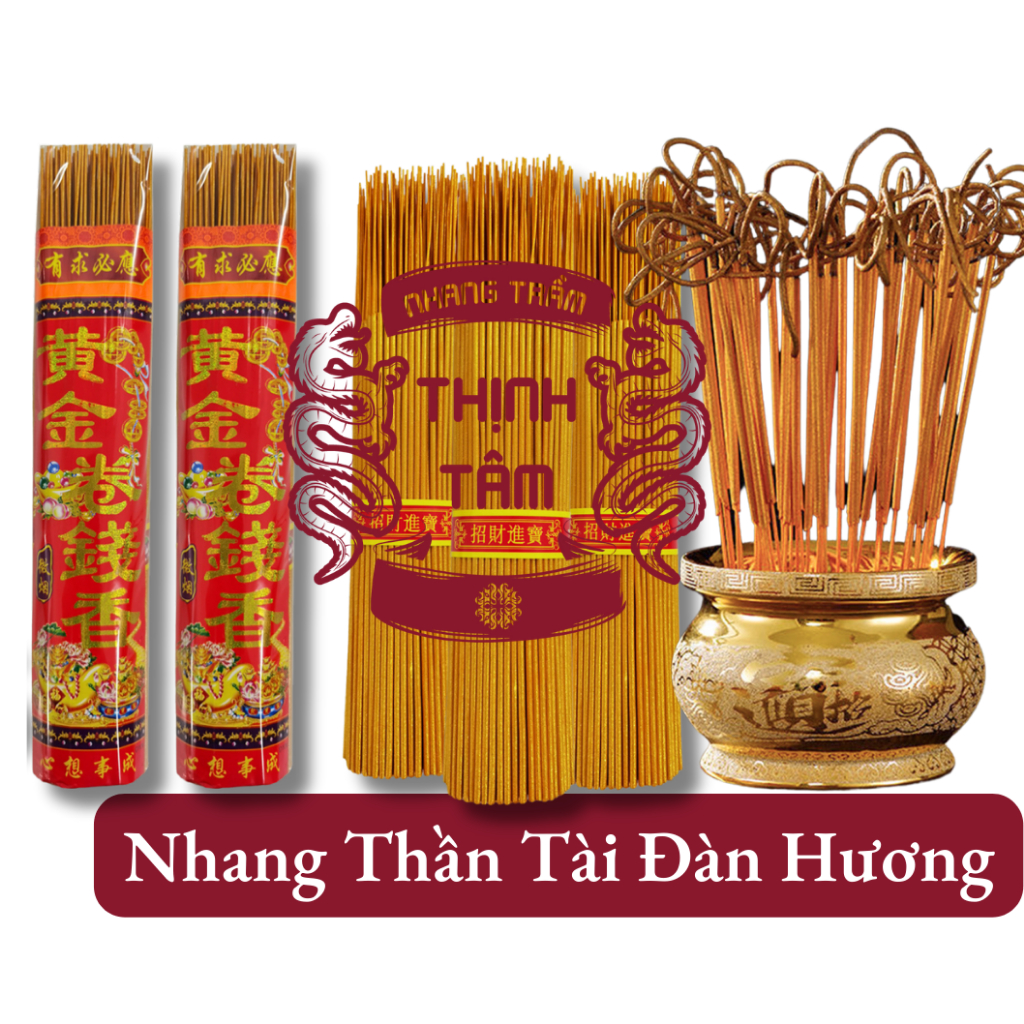 Nhang vàng thần tài cuốn tàn,nhang thơm hương vàng ít khói bó 1kg 300 cây 39cm