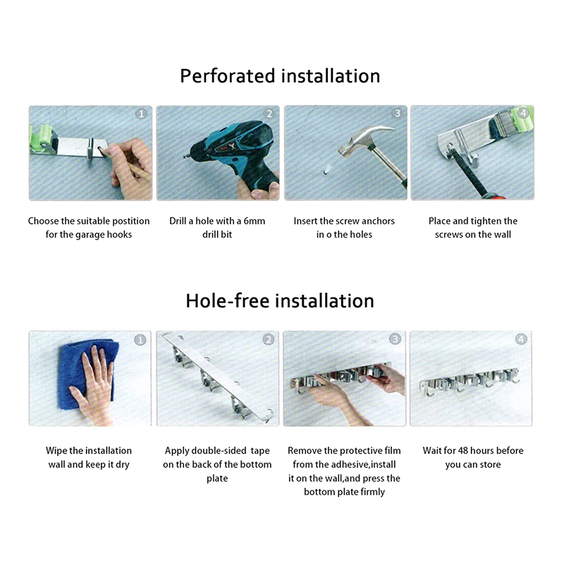 .B.W-2 Pack Broom Mop Holder Wall Mount,Heavy Duty Hanger Broom Organizer for Garden Garage Laundry Room Bathroom Kitchen