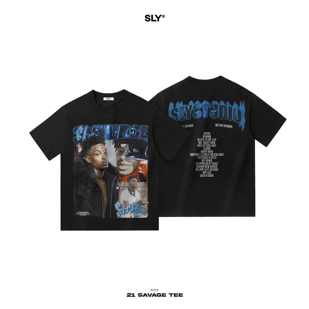 Áo thun cổ tròn SLY 21 Savage Tee màu đen S-5XL