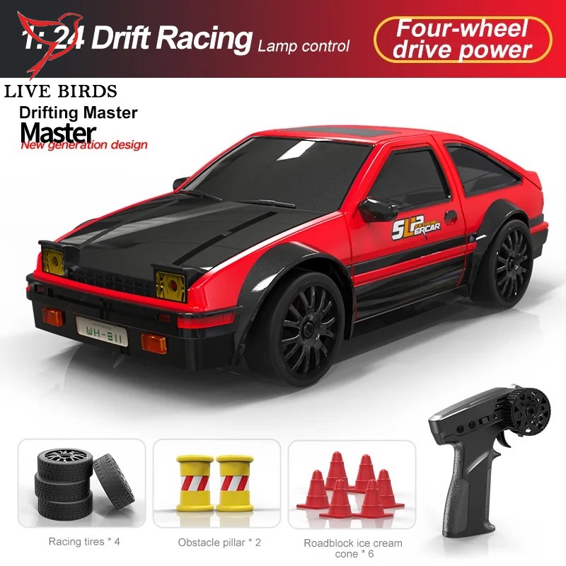 S812 Remote Control Car 4WD 1:24 2.4G RC Cars Toy 2 Speed On-Road Vehicles Model With Front And Rear Lights Gifts For Boys Girls ราคา 440 บาท*ส่งฟรี