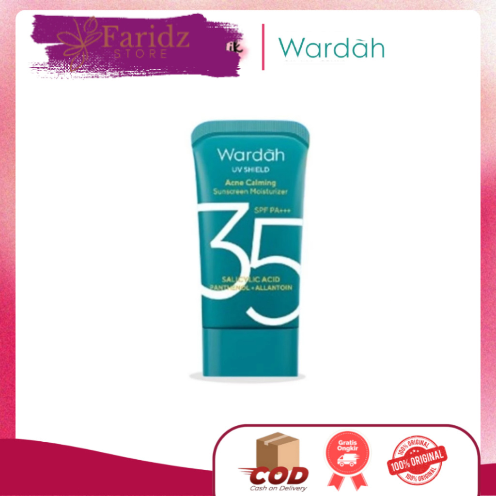 Wardah UV Shield Acne Calming Sunscreen Moisturizer SPF 35 PA+++ untuk komedo dan ber-jerawat
