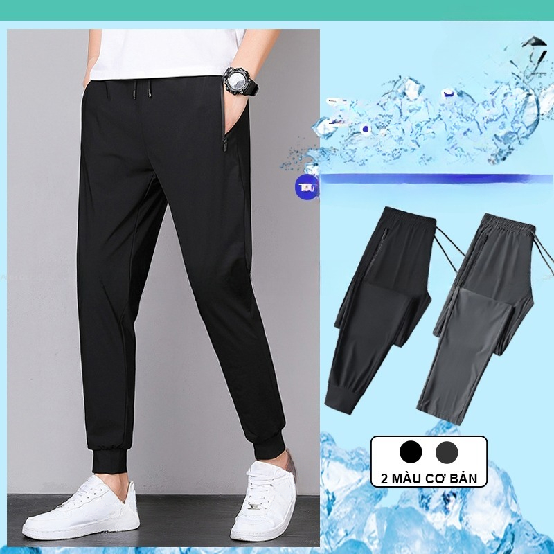 Sports Trousers for Men and Women Ice Silk Fabric Elastic Thin Cool Summer Breathable Quick Dry Anh Duy Shop Jg108