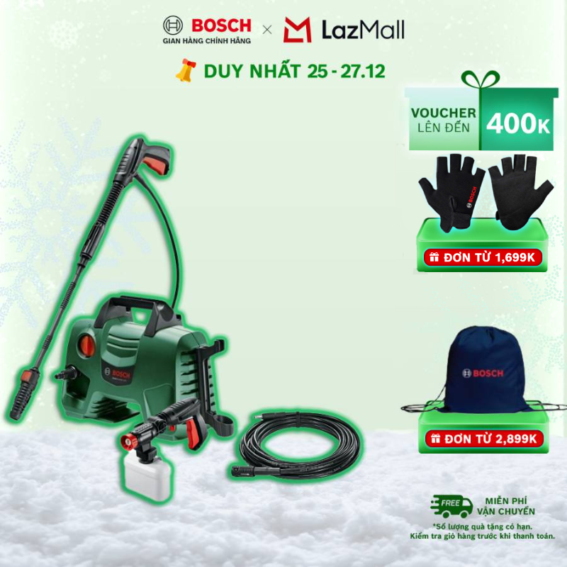  Máy phun xịt rửa Bosch Easy Aquatak 120 kèm Súng ngắn xoay 360 áp lực cao Bosch và Ống nước nối dài Bosch 6m 