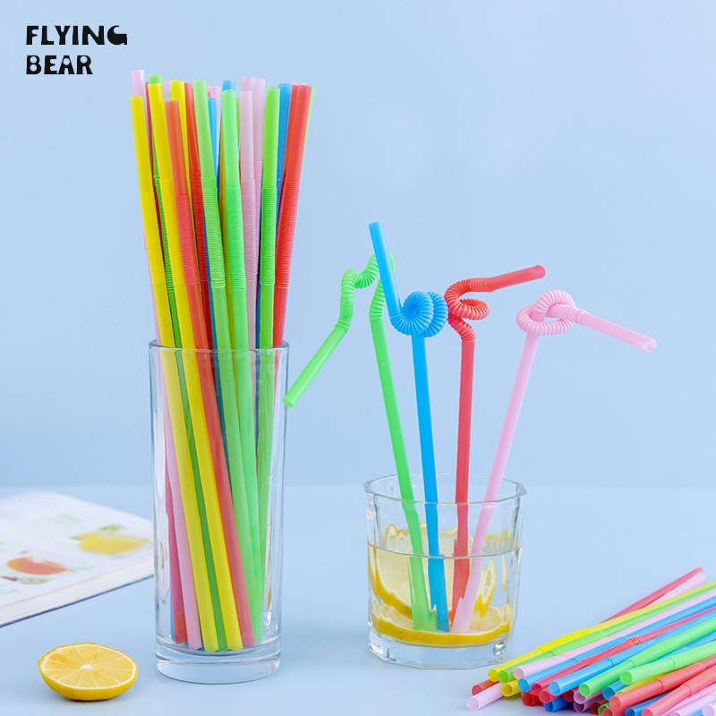 FLYINGBEAR dùng một lần nghệ thuật dài rơm với curvable nhiều màu dùng cho thực phẩm nước giải khát handmade trà sữa trẻ em của Bộ 100