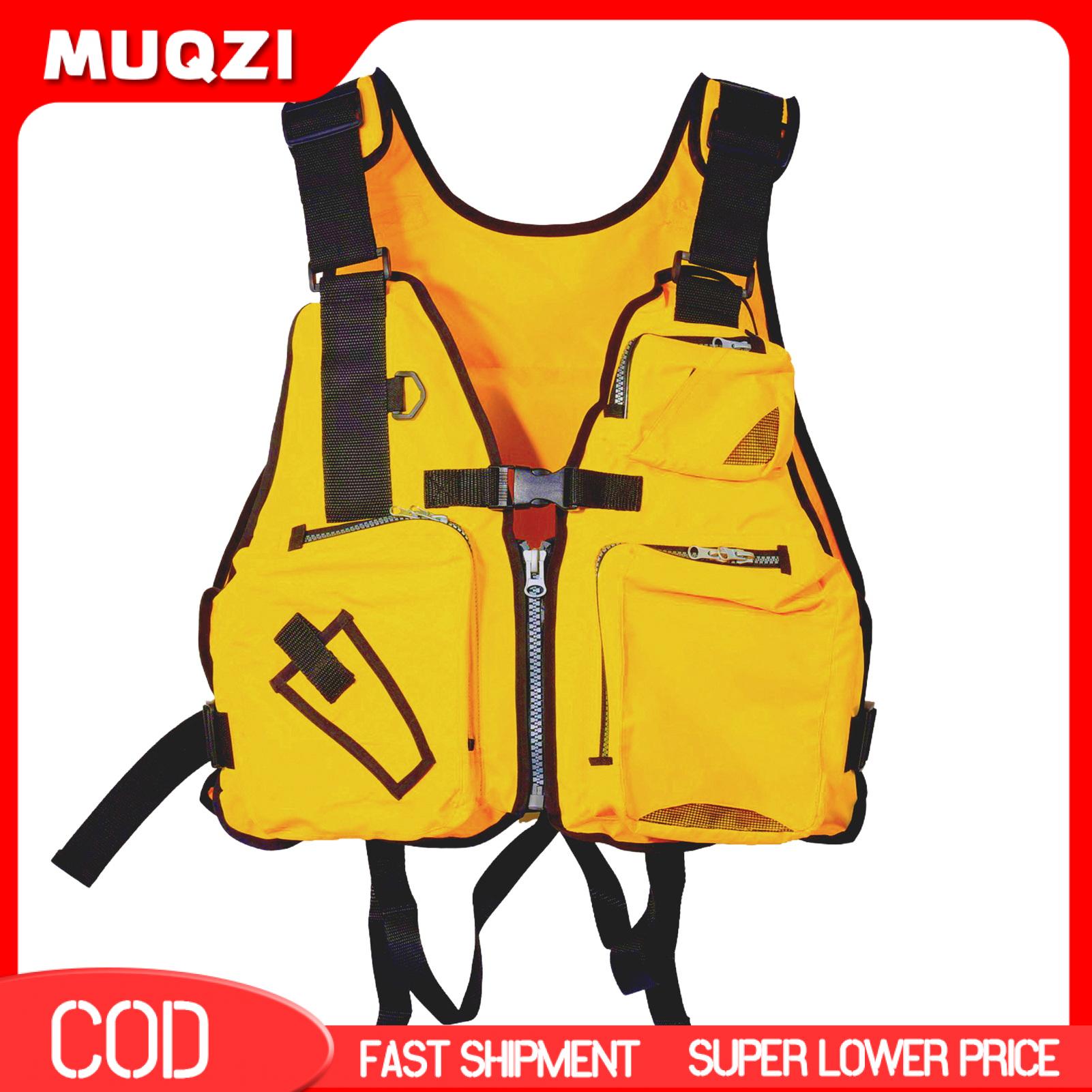 MUQZI Reflective Stripes Life Jacket Safety Sign Life Waistcoat Buoyant Multi-pocket Fishing Waistcoat with Adjustable Straps Reflective Safety Stripes and Life Vest for Sailing and Outdoor Activities –