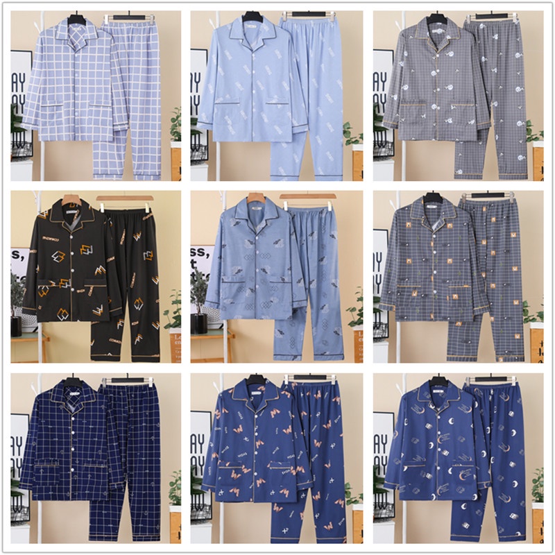 Bộ Đồ Ngủ Pijama Dài Tay Chất Liệu Cotton Cho Nam