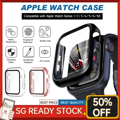 360 Full Screen Protector Bumper Frame Matte Hard Case Compatible With Apple Watch 6/SE/5/4/3/2/1 Cover Tempered Glass Film Screen Protector Bumper Frame For iwatch 4/5