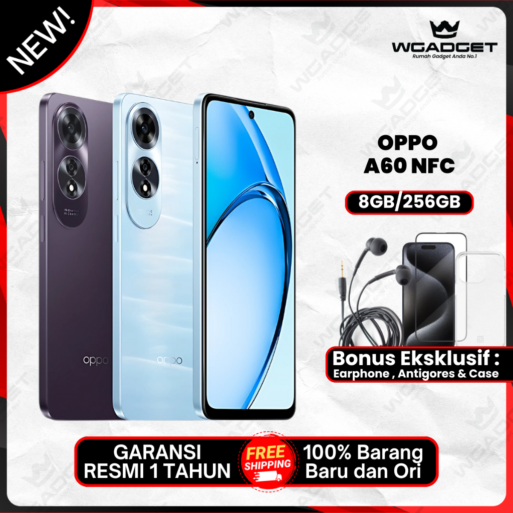 Oppo A60 NFC [8/256 GB] [8/128 GB] Garansi Resmi Giá 2,398,000 Đồng*Miễn phí vận chuyển