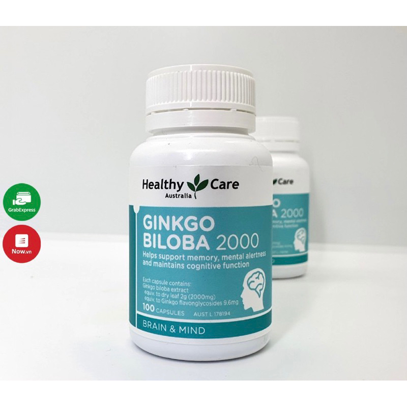 Bổ não Ginkgo biloba 2000mg Healthy Care 100v - Úc