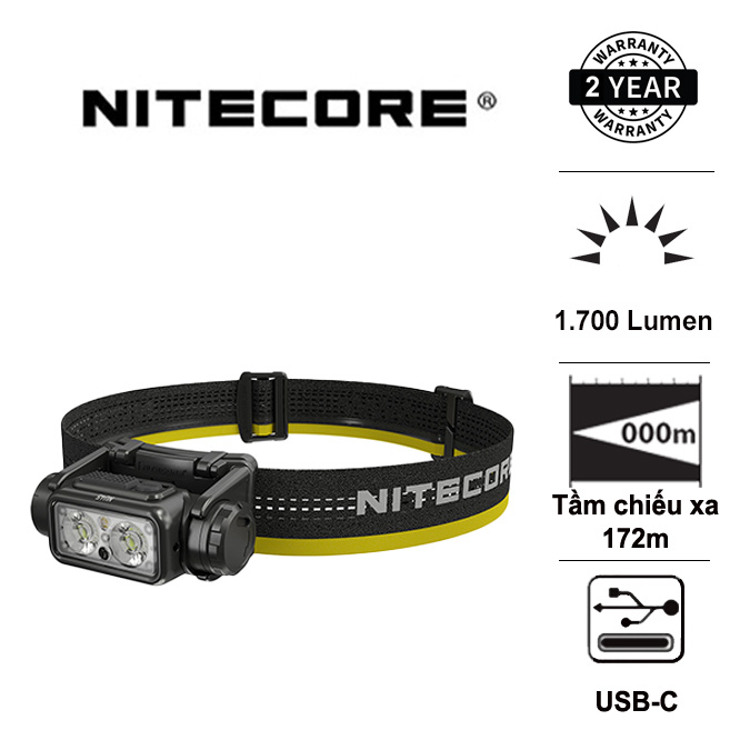 Đèn đội đầu NITECORE NU45 độ sáng 1700lm chiếu xa 172m pin 18650 4000mAh