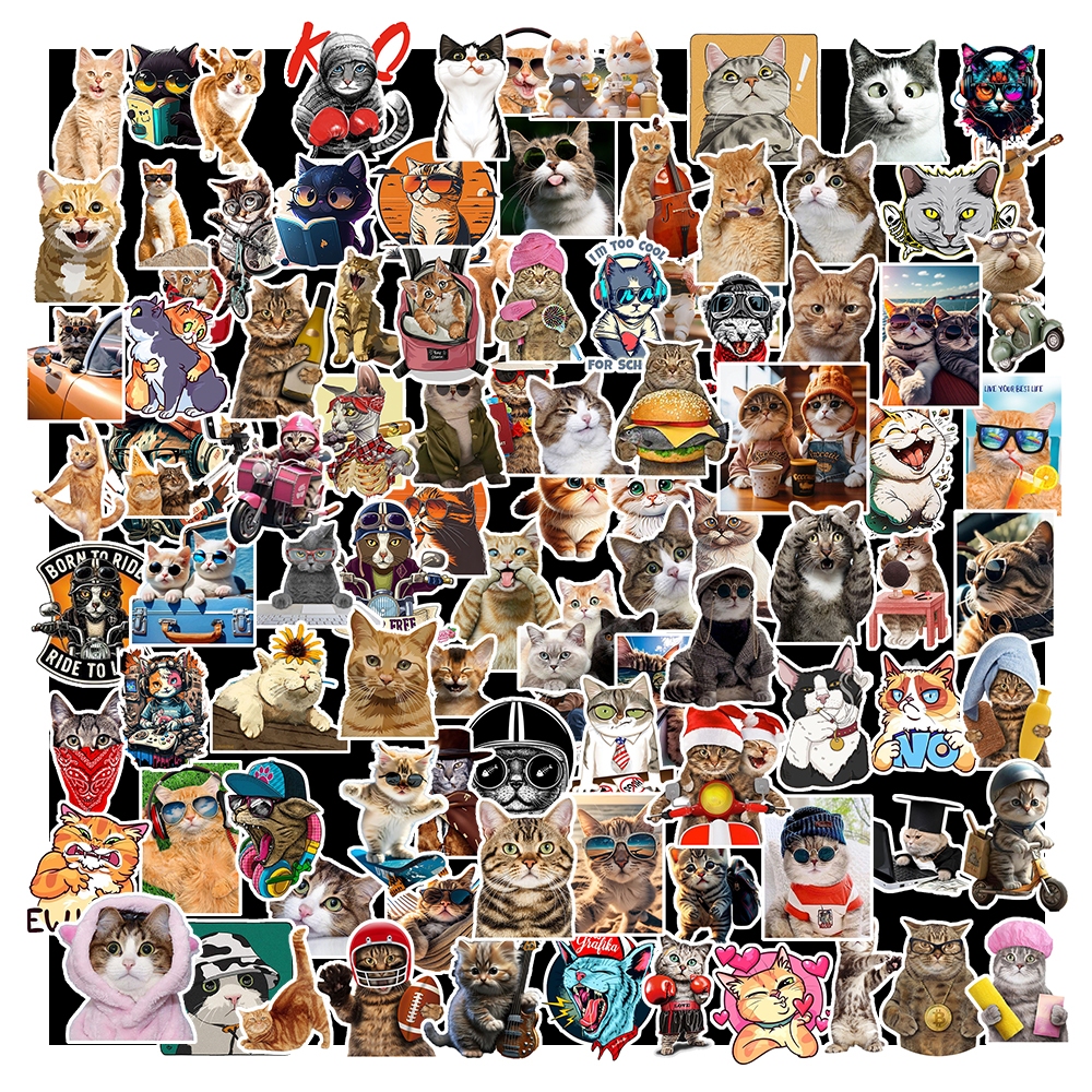 Set 100/50 Sticker Mèo Vui Nhộn Meme - Chống Thấm Nước Graffiti - Dán Cho Mũ Bảo Hiểm Xe Đạp