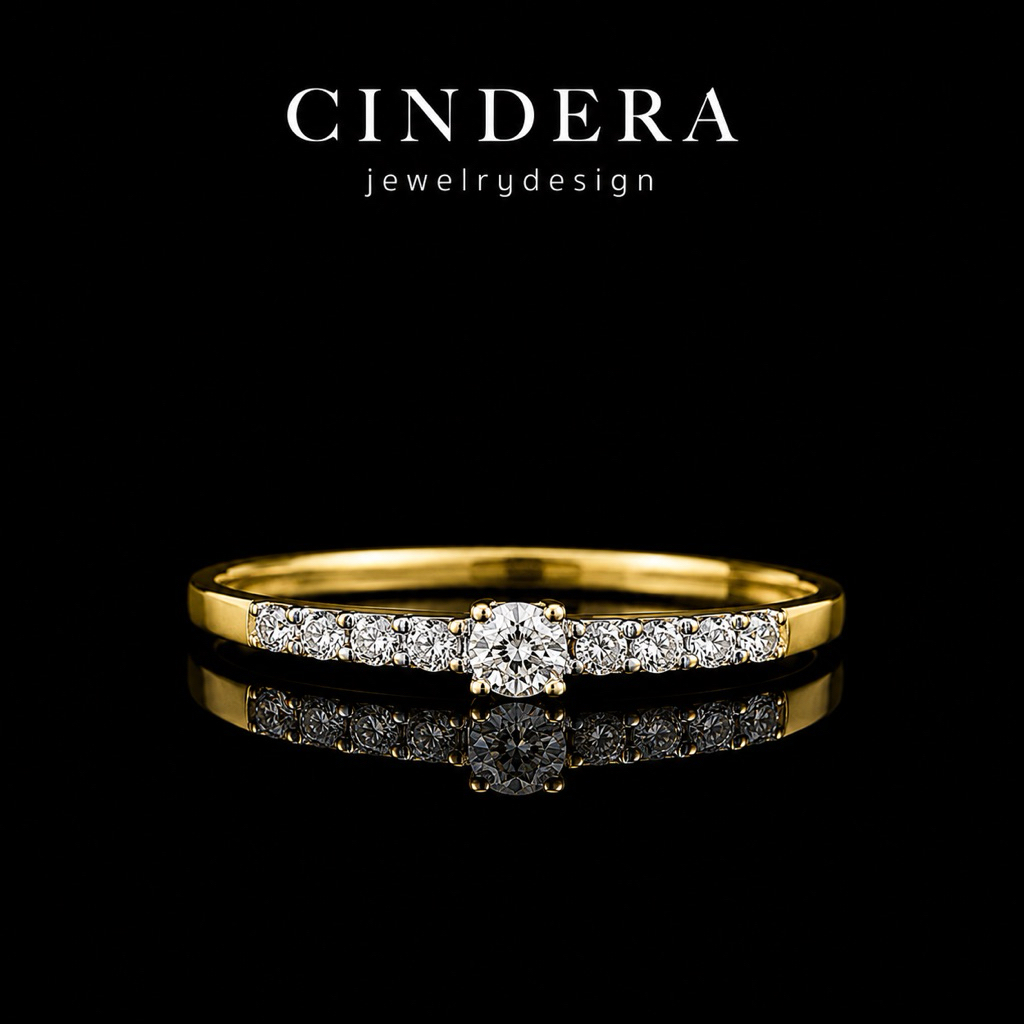 แหวน Cindera Jewelry Design ทองคำแท้ เพชรแท้เบลเยี่ยมคัตัวเรือนทอง 9K (ทอง 37.5%) มีใบรับประกันสินค้า ราคา 10,900 บาท*ส่งฟรี