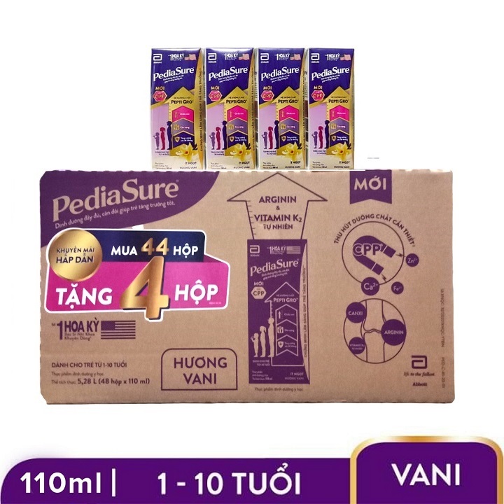 Thùng Sữa 48 hộp Pediasure 110ml (cho bé 1》10 tuổi) Date Mới