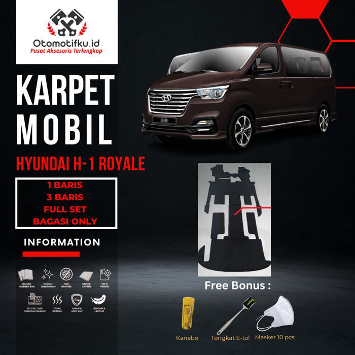 [ OTOMOTIFKU ] Karpet Mobil Hyundai H-1 Royale Bahan Double Layer Rubber Eva Premium Harga 770,000 rupiah*Gratis Ongkir