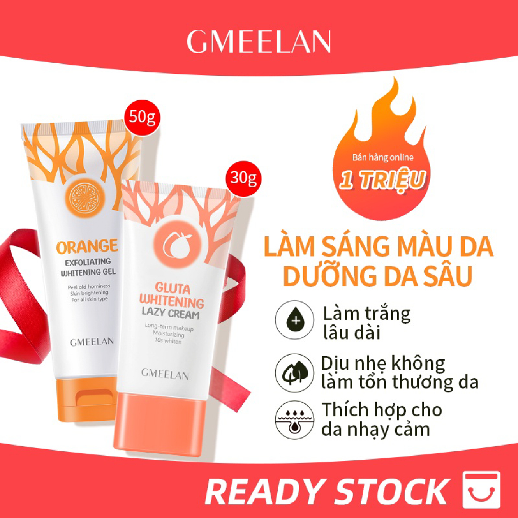 Bộ chăm sóc da gmeelan gel tẩy tế bào chết da mặt dịu nhẹ 50g + kem làm sáng da 30g