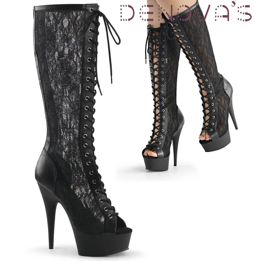 Denova's Women's Very High Heel Big Size Exotic Mid-Calf Stripper Pole Dancing Boot ราคา 4,382 บาท*ส่งฟรี