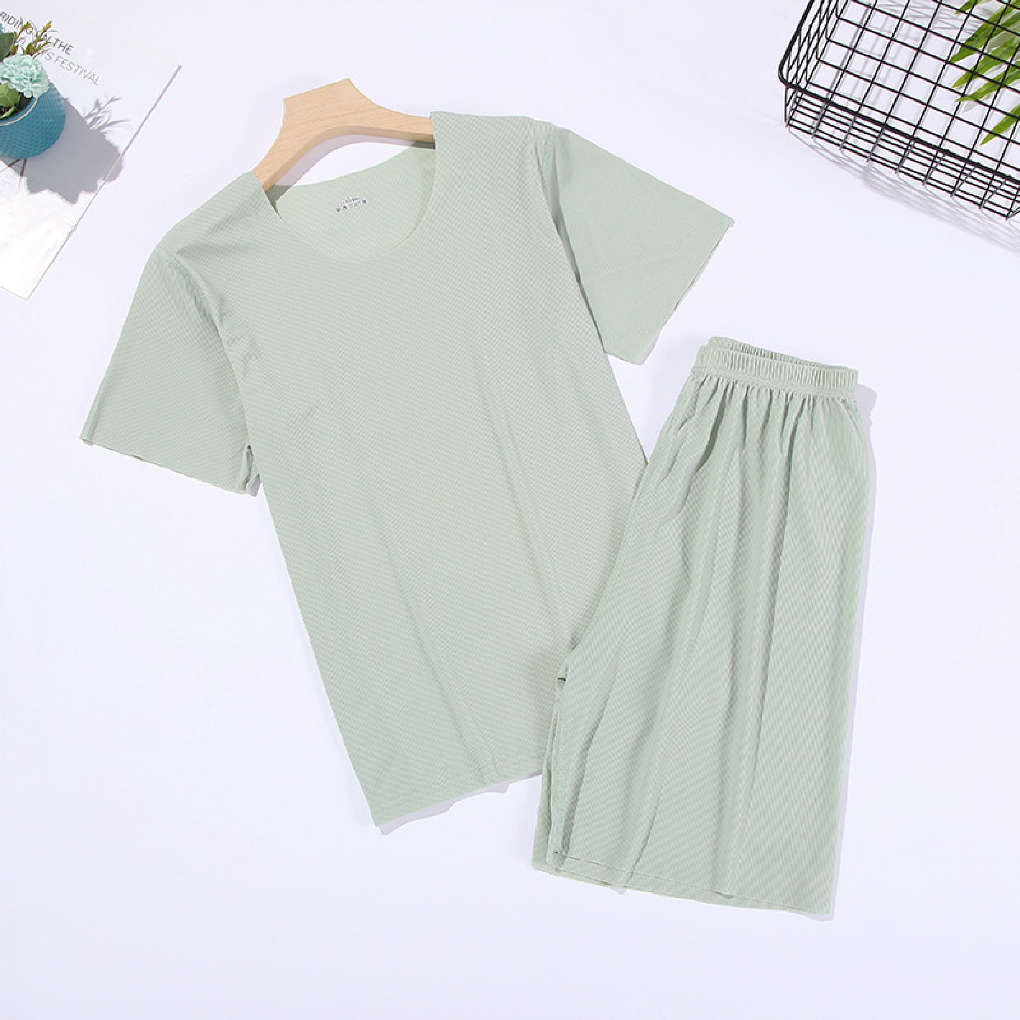 Bộ Đồ Ngủ Lụa Lạnh Mùa Hè Ljw Bộ Đồ Cặp Đôi Mát Lạnh Bộ Đồ Ngắn Tay Nam Bộ Đồ Mặc Nhà Liền Mạch Mùa 