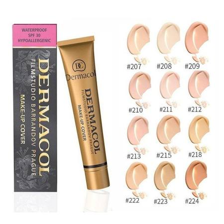 B-Fdikou ﻿ Dermacol Foundation Waterproof Small Gold Tube concealer matte 14 color lasting Face makeup Liquid foundation