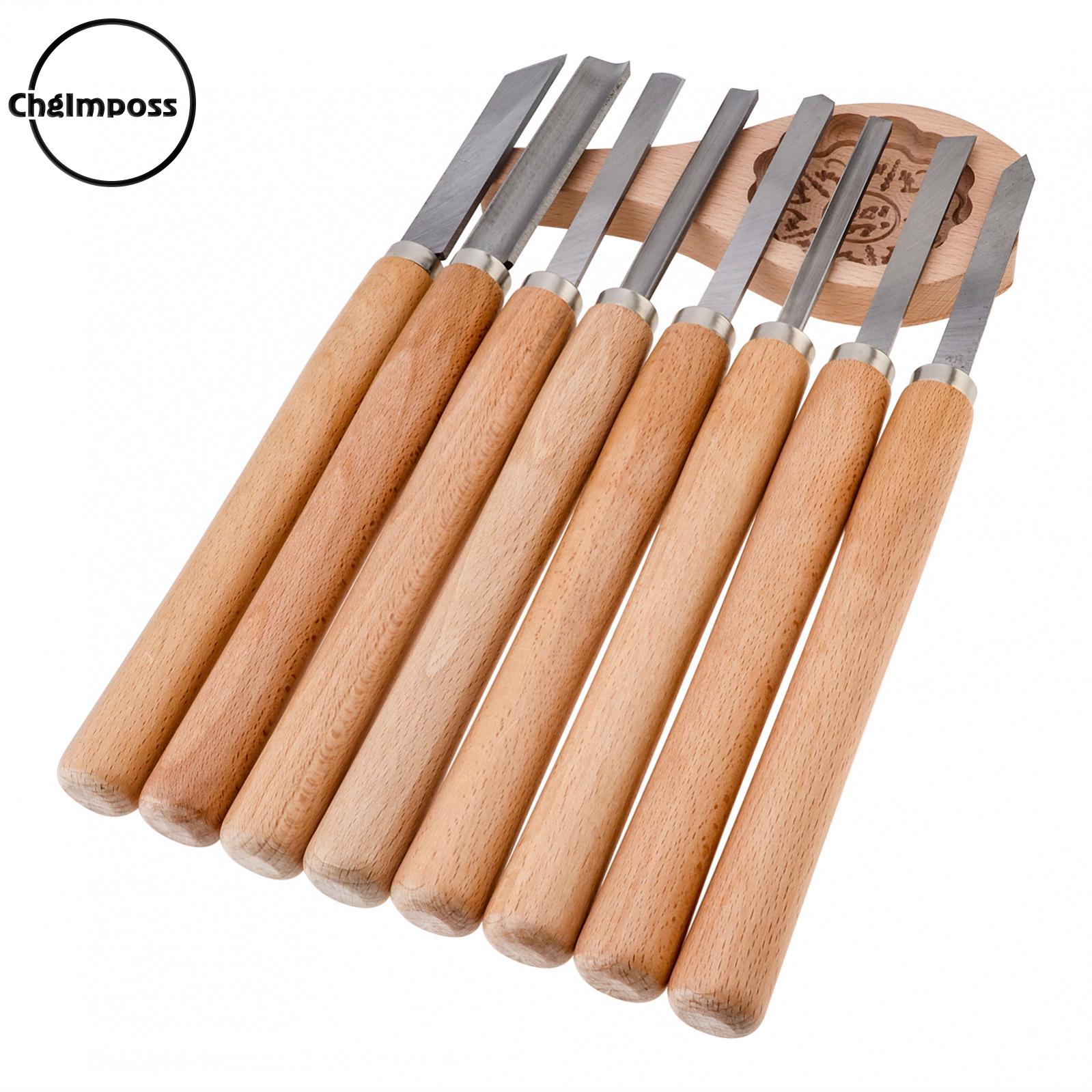 ChgImposs 8pcs/set Professional Wood Turning Chisel Gouge Wood Carving Lathe Chisel Set for Beginner Hobbyist Woodworking Hand Tools ราคา 610 บาท*ส่งฟรี
