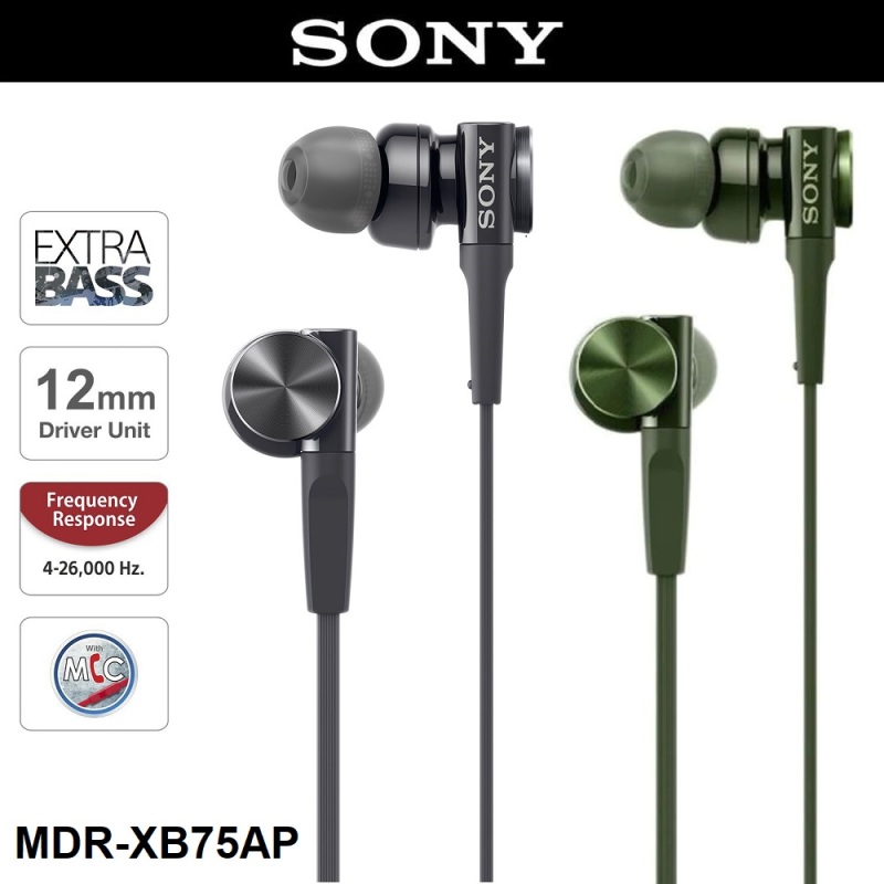 Sony MDR-XB75AP In-Ear Earphones Extra Bass Headphones Headset with Mic 3.5mm Singapore