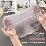 VINTLOOK Quần lót nữ mỏng mùa hè chất liệu ice silk thoáng khí, thun cotton ở phần đáy, thiết kế lưng trung bình ôm sát không vết nối, hỗ trợ nâng mông và thon gọn bụng
