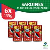 Mega Sardines in Tomato Sauce w/ Chili 155g By 6's