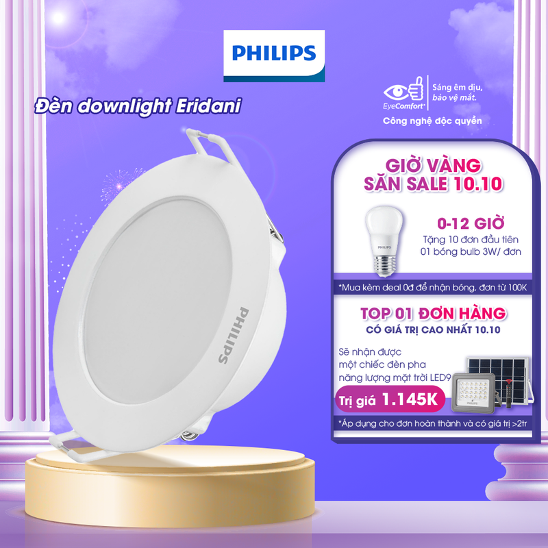 Bộ đèn âm trần Philips LED Eridani hiệu suất ánh sáng cao - Công suất (7W, 10W, 14W. 23W)