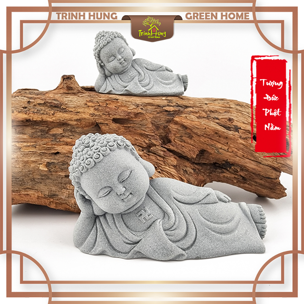 Đức phật Adida nằm đá sa thạch - trang trí tiểu cảnh,bán cạn, terrarium,bonsai