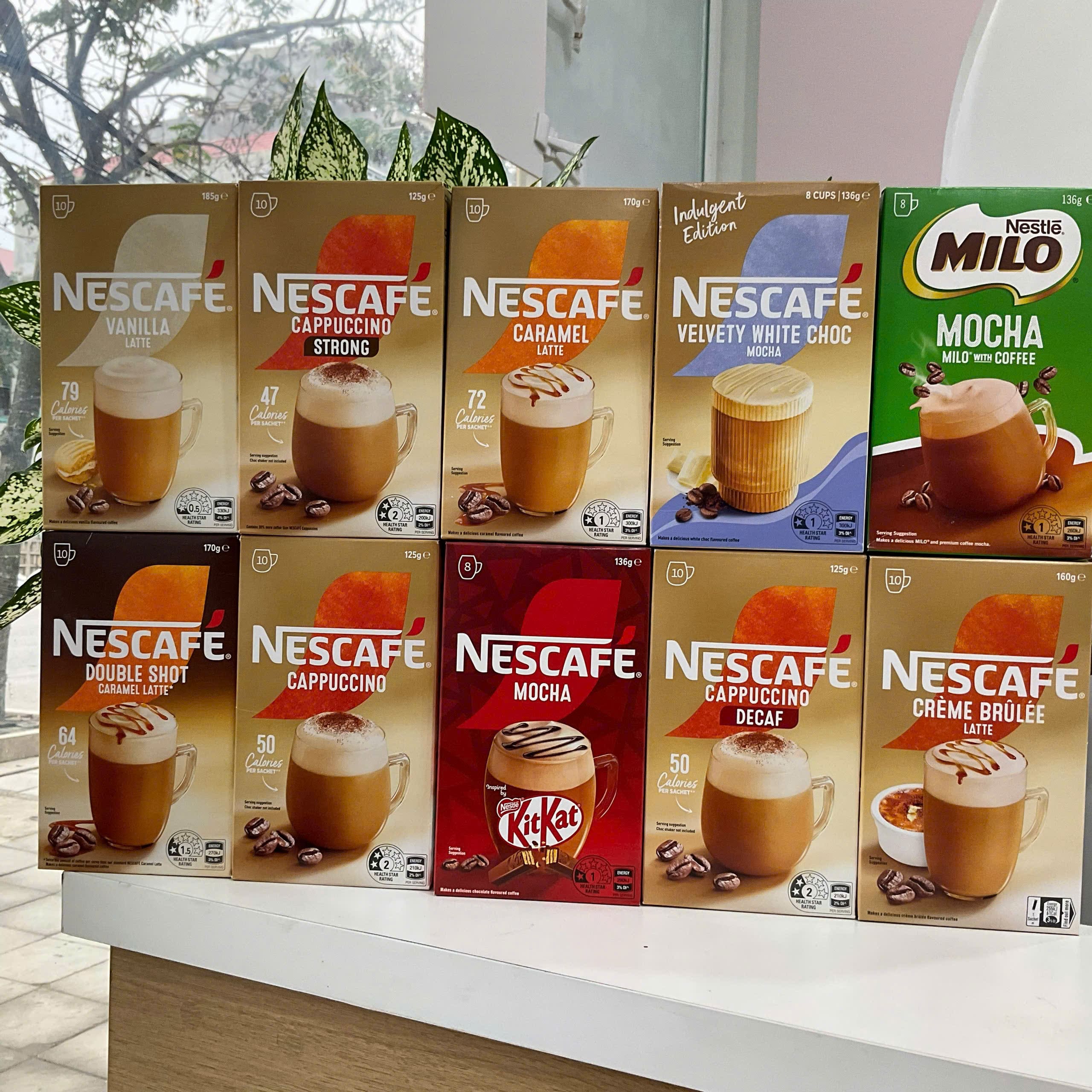 Cà phê hòa tan Nescafe nhiều vị hộp 8 -10 gói hàng Úc