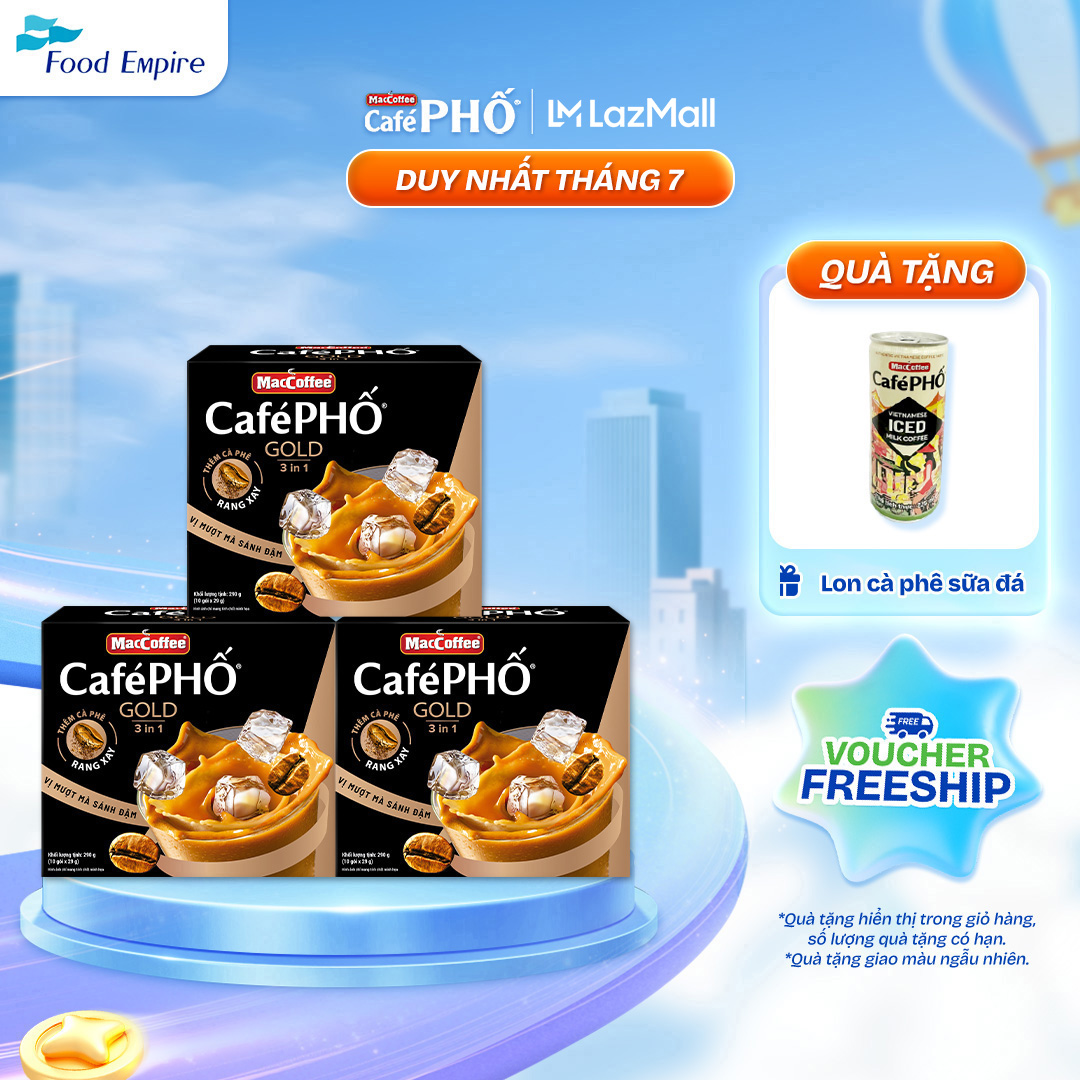Combo 3 Hộp cà phê Phố sữa đá GOLD - MacCoffee (hộp 10 gói x 28g)