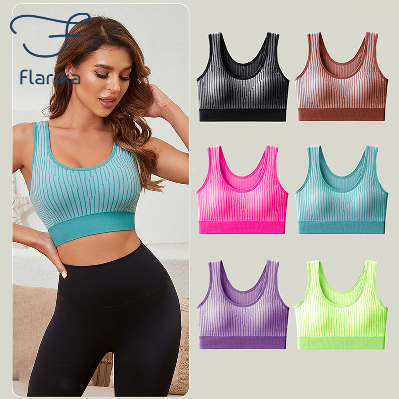 Flarixa Seamless Sports Bra for Women Fitness Yoga Top With Built in Bra Wireless Push Up Bra Running Shockproof Bralette - ยี่ห้อ FLARIXA ราคา 89 บาท*ส่งฟรี
